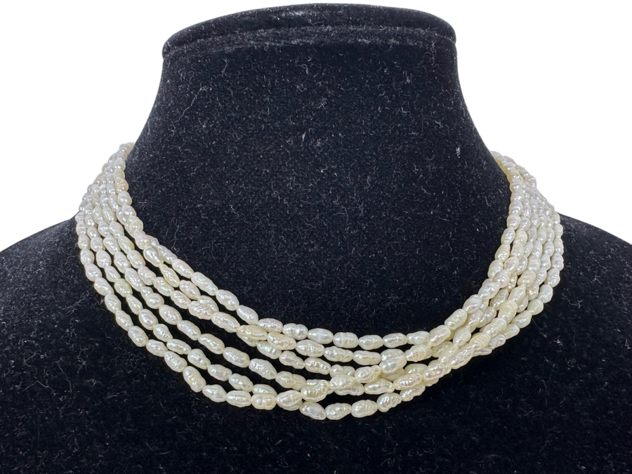 Multi-Strand Pearl 16' Necklace With Silver Clasp [Photo 1]