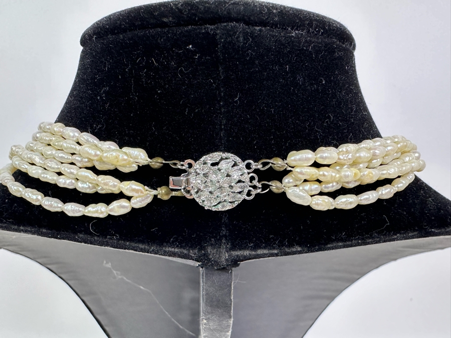 Multi-Strand Pearl 16' Necklace With Silver Clasp [Photo 6]