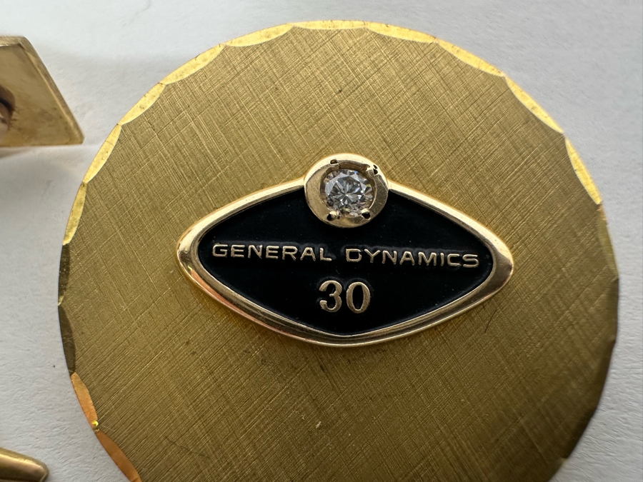 Vintage Gold-Filled General Dynamics 30 Year Employee Pin / Pendant, Gold-Filled General Dynamics 15 Year Employee Tie Clip And Gold-Filled Aerospace Pin [Photo 3]