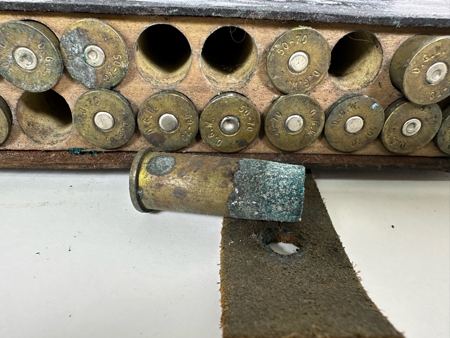 Antique 1871 U.S. Military Leather Cartridge Belt With Post Civil War Shells 8W X 2D X 4.5H [Photo 12]