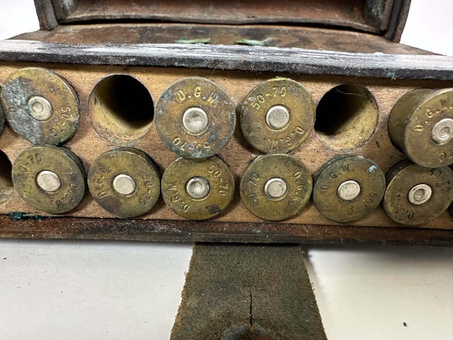Antique 1871 U.S. Military Leather Cartridge Belt With Post Civil War Shells 8W X 2D X 4.5H [Photo 11]
