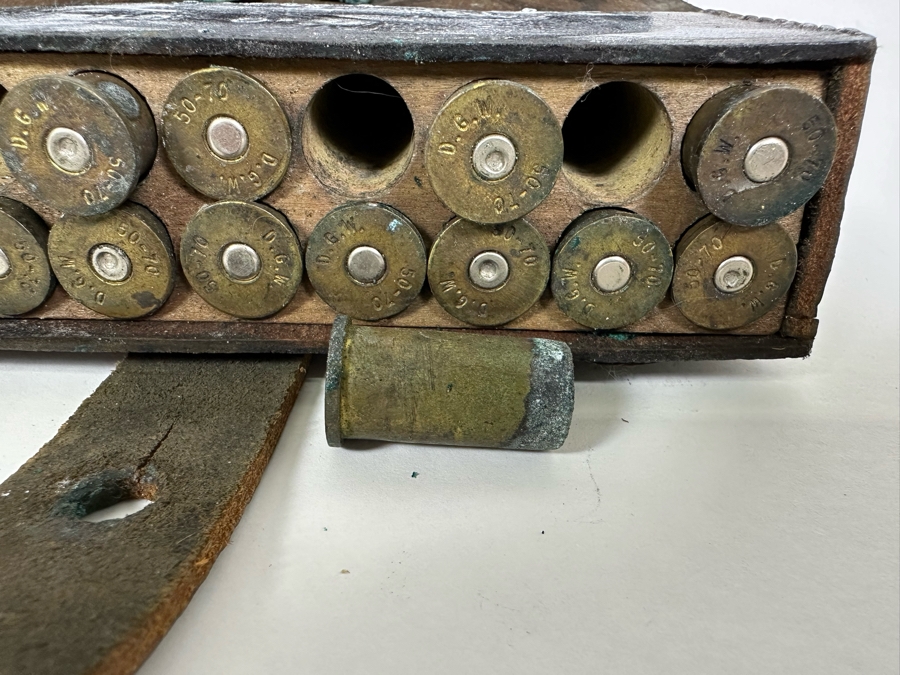 Antique 1871 U.S. Military Leather Cartridge Belt With Post Civil War Shells 8W X 2D X 4.5H [Photo 13]
