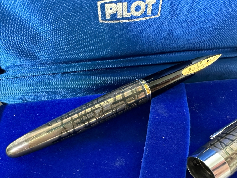 Pilot Sterling Silver & 18K Gold NIB Fountain Pen With Box [Photo 5]