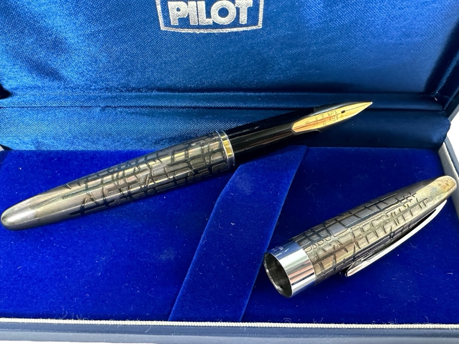 Pilot Sterling Silver & 18K Gold NIB Fountain Pen With Box