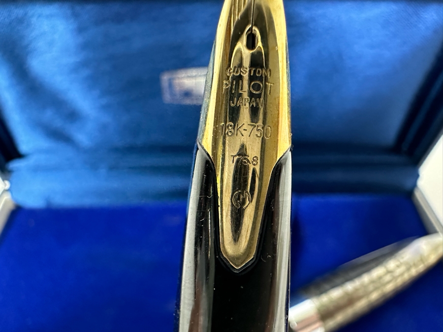 Pilot Sterling Silver & 18K Gold NIB Fountain Pen With Box [Photo 6]