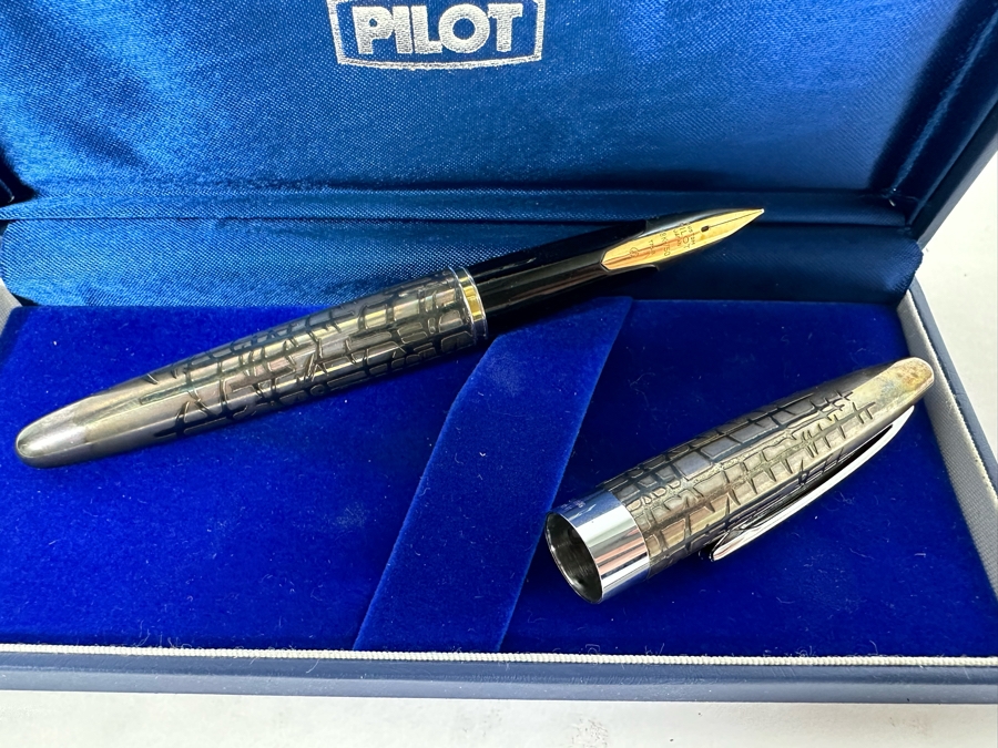 Pilot Sterling Silver & 18K Gold NIB Fountain Pen With Box [Photo 4]