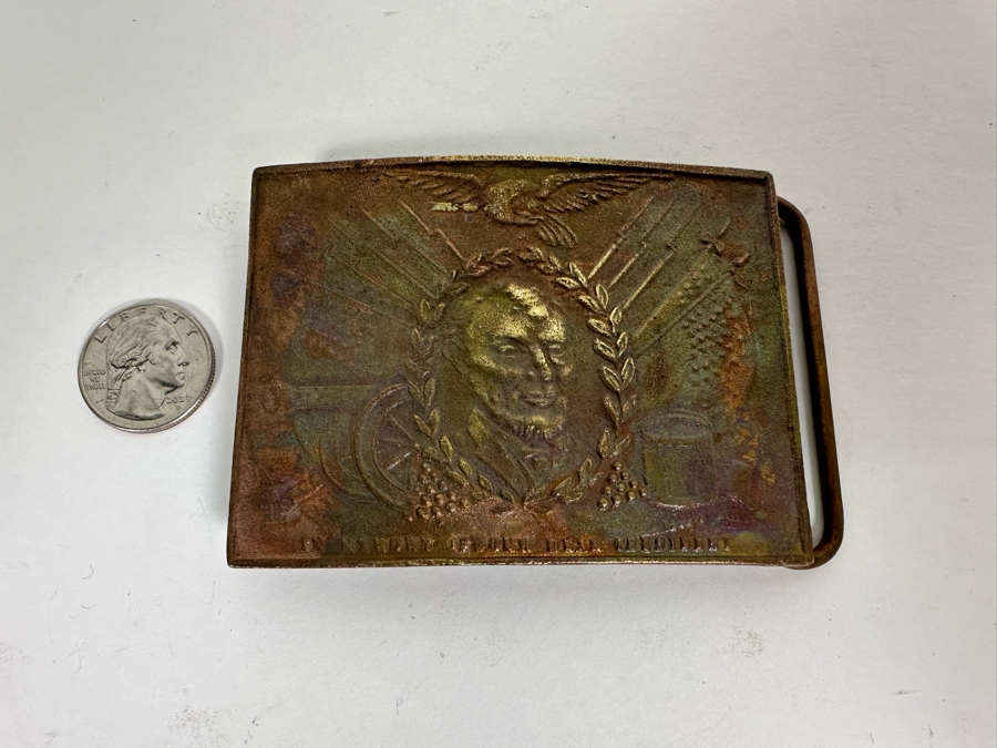 Vintage Abraham Lincoln Brass Belt Buckle Circa 1930s 'In Memory Of Our Dear President' [Photo 11]