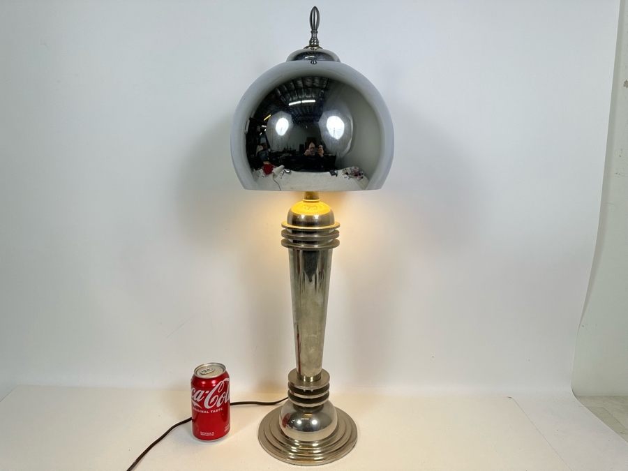 Machine Age Art Deco Style Metal Table Lamp 28H [Photo 2]