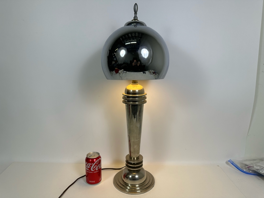 Machine Age Art Deco Style Metal Table Lamp 28H [Photo 3]