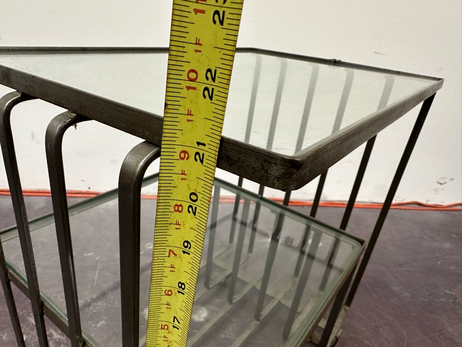 Art Deco Style Metal 3-Tier Side Table With Glass 22W X 14D X 21.5H [Photo 10]