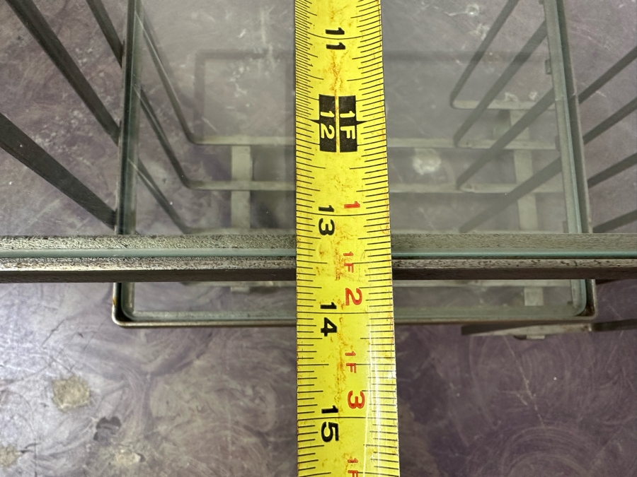 Art Deco Style Metal 3-Tier Side Table With Glass 22W X 14D X 21.5H [Photo 9]