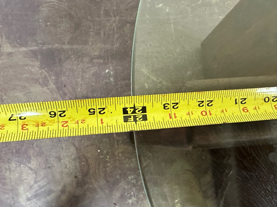 Wooden Base Side Table With Round Glass Top 24R X 18H [Photo 7]