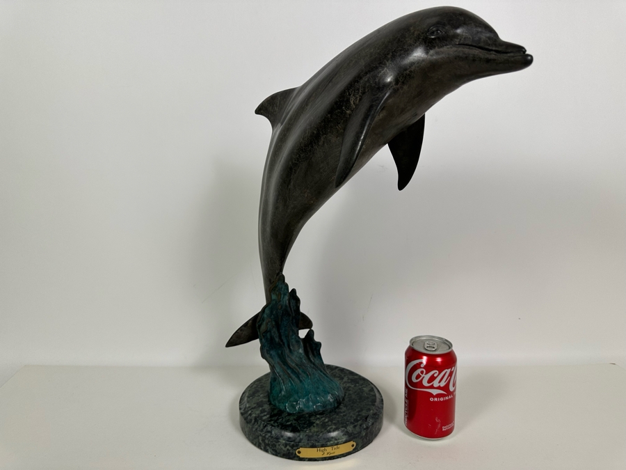 J. Wyatt Limited Edition Dolphin Bronze Titled 'High Tide' With Marble Base Dated 1998 Numbered 59 Of 950 19.5H [Photo 3]
