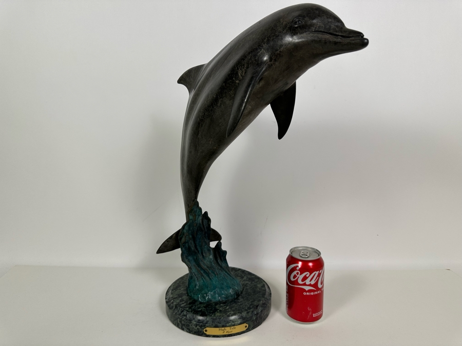 J. Wyatt Limited Edition Dolphin Bronze Titled 'High Tide' With Marble Base Dated 1998 Numbered 59 Of 950 19.5H [Photo 2]