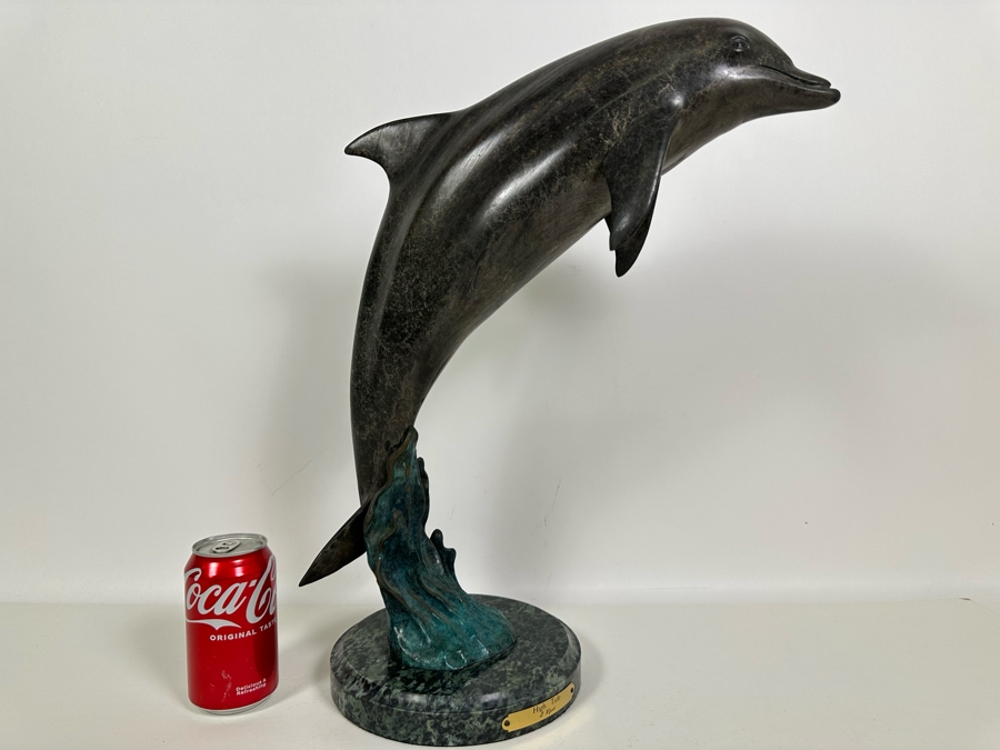 J. Wyatt Limited Edition Dolphin Bronze Titled 'High Tide' With Marble Base Dated 1998 Numbered 59 Of 950 19.5H [Photo 10]
