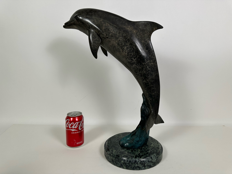 J. Wyatt Limited Edition Dolphin Bronze Titled 'High Tide' With Marble Base Dated 1998 Numbered 59 Of 950 19.5H [Photo 14]