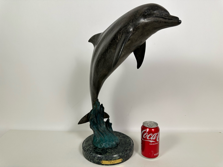 J. Wyatt Limited Edition Dolphin Bronze Titled 'High Tide' With Marble Base Dated 1998 Numbered 59 Of 950 19.5H [Photo 4]