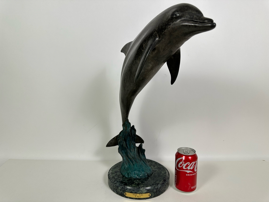 J. Wyatt Limited Edition Dolphin Bronze Titled 'High Tide' With Marble Base Dated 1998 Numbered 59 Of 950 19.5H [Photo 6]