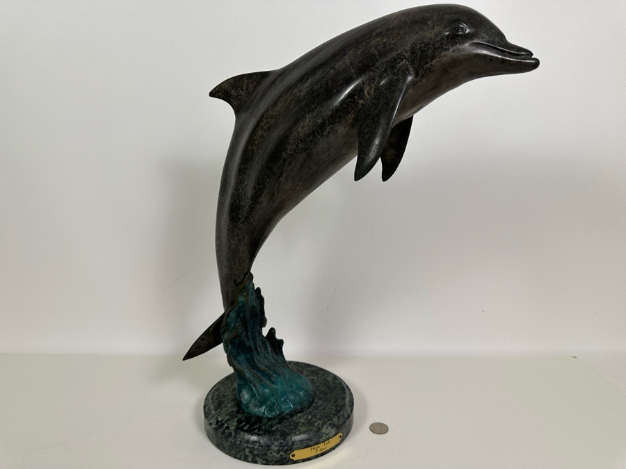 J. Wyatt Limited Edition Dolphin Bronze Titled 'High Tide' With Marble Base Dated 1998 Numbered 59 Of 950 19.5H [Photo 15]