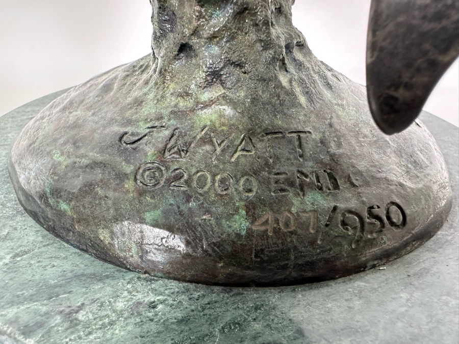 J. Wyatt Limited Edition Dolphin Bronze Titled 'Mother's Dance' With Marble Base Dated 2000 Numbered 407 Of 950 20H [Photo 13]