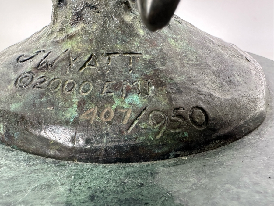 J. Wyatt Limited Edition Dolphin Bronze Titled 'Mother's Dance' With Marble Base Dated 2000 Numbered 407 Of 950 20H [Photo 14]