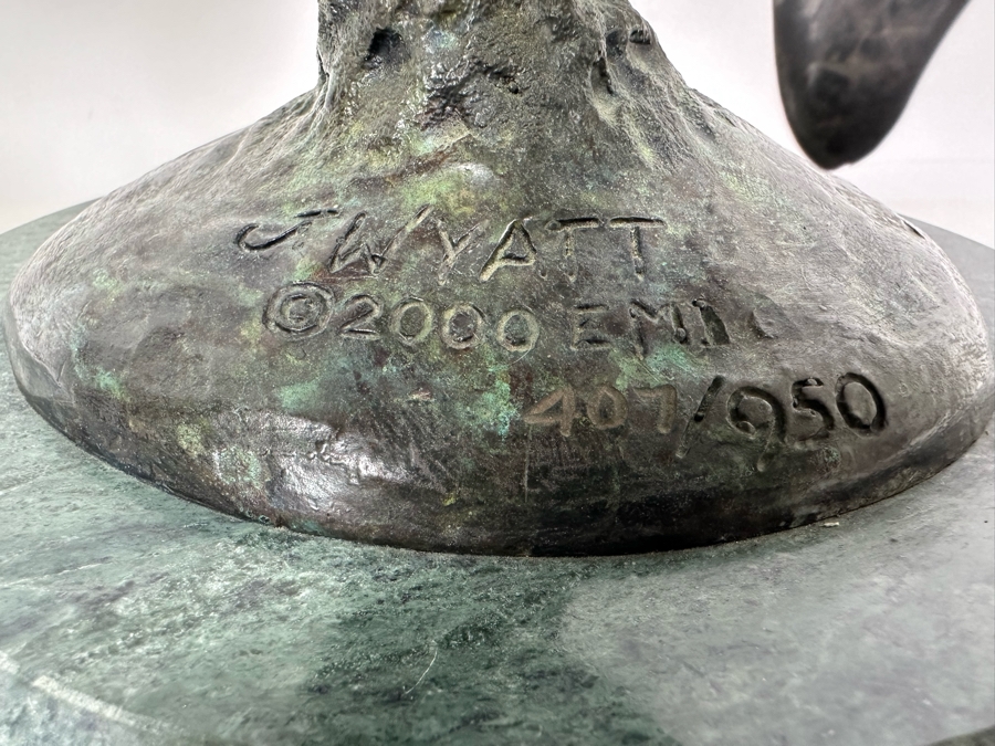 J. Wyatt Limited Edition Dolphin Bronze Titled 'Mother's Dance' With Marble Base Dated 2000 Numbered 407 Of 950 20H [Photo 12]