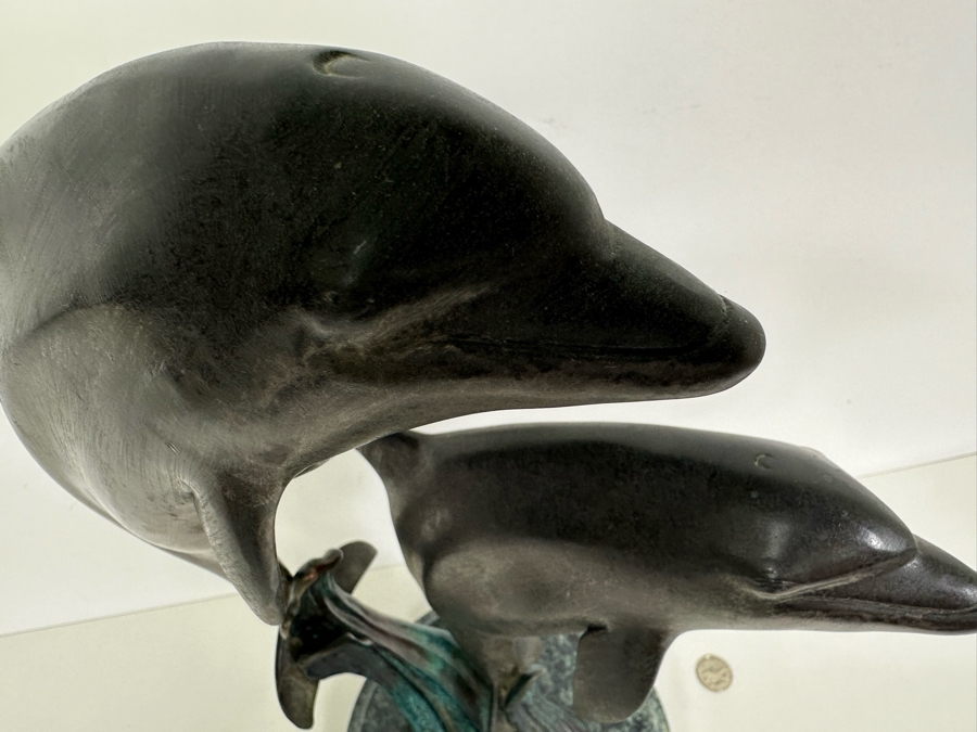 J. Wyatt Limited Edition Dolphin Bronze Titled 'Harmony' With Marble Base Dated 1999 Numbered 523 Of 950 18.5H [Photo 18]