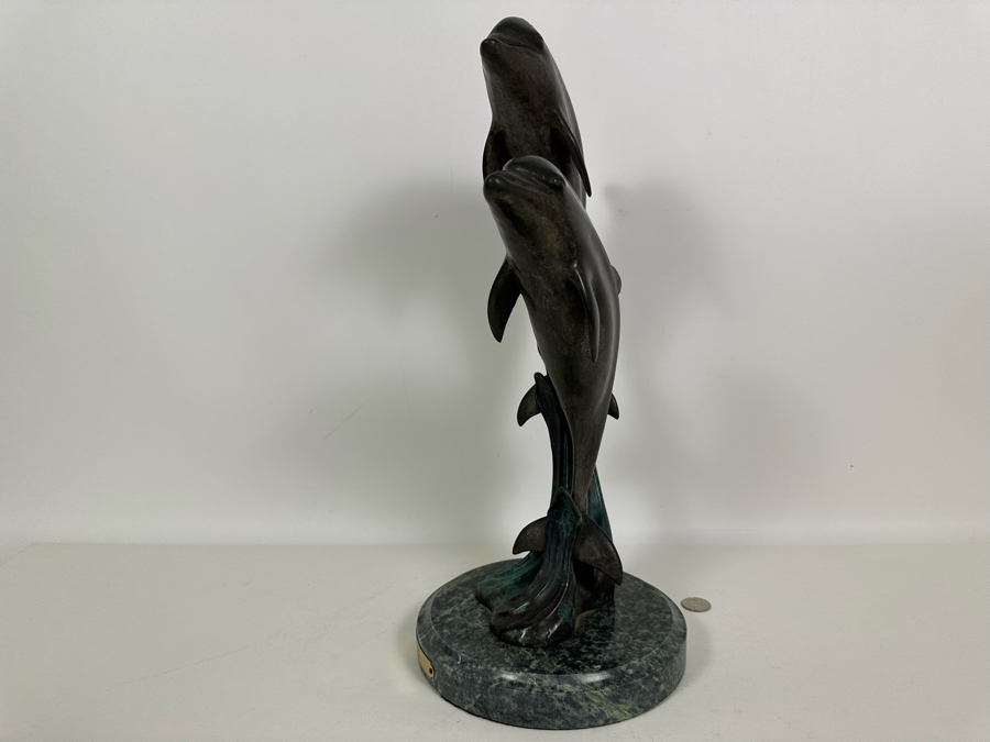 J. Wyatt Limited Edition Dolphin Bronze Titled 'Harmony' With Marble Base Dated 1999 Numbered 523 Of 950 18.5H [Photo 15]