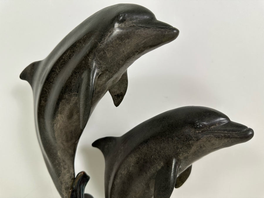 J. Wyatt Limited Edition Dolphin Bronze Titled 'Harmony' With Marble Base Dated 1999 Numbered 523 Of 950 18.5H [Photo 7]