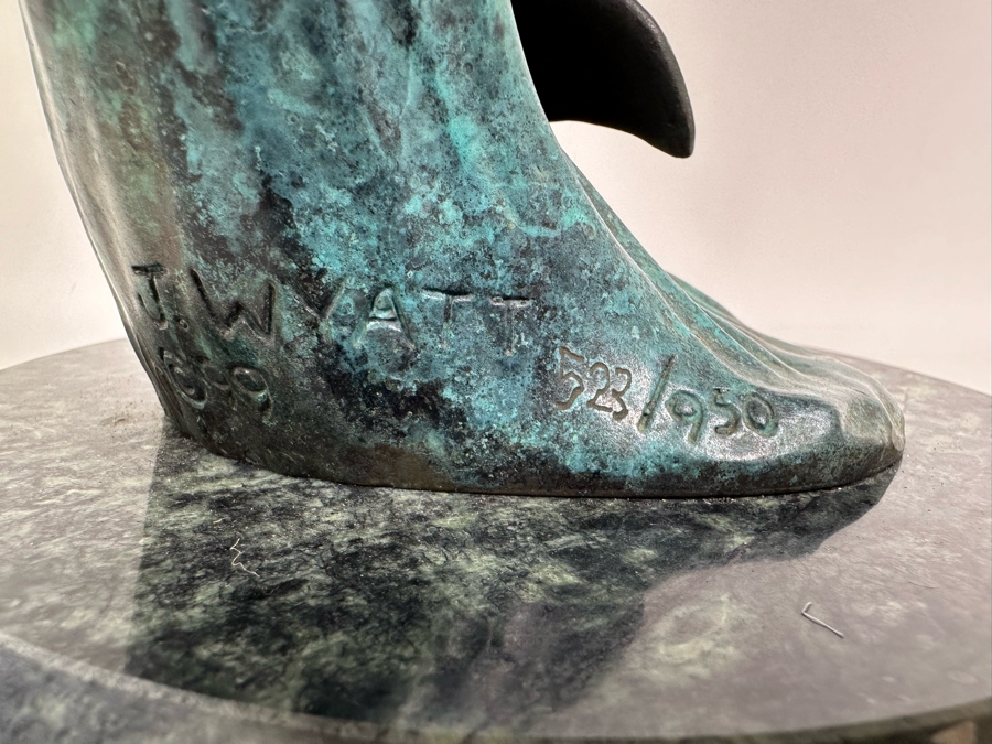 J. Wyatt Limited Edition Dolphin Bronze Titled 'Harmony' With Marble Base Dated 1999 Numbered 523 Of 950 18.5H [Photo 10]