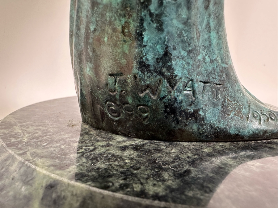 J. Wyatt Limited Edition Dolphin Bronze Titled 'Harmony' With Marble Base Dated 1999 Numbered 523 Of 950 18.5H [Photo 12]