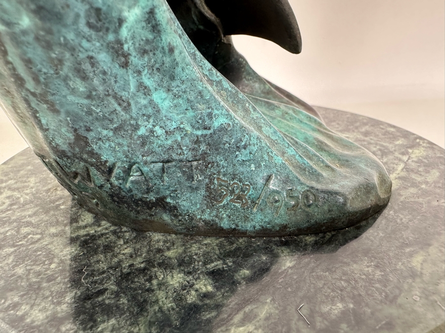 J. Wyatt Limited Edition Dolphin Bronze Titled 'Harmony' With Marble Base Dated 1999 Numbered 523 Of 950 18.5H [Photo 11]