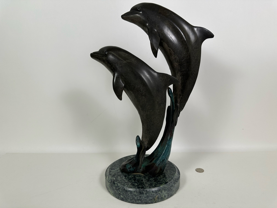 J. Wyatt Limited Edition Dolphin Bronze Titled 'Harmony' With Marble Base Dated 1999 Numbered 523 Of 950 18.5H [Photo 14]