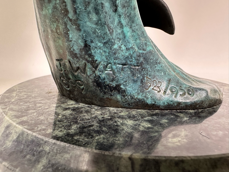 J. Wyatt Limited Edition Dolphin Bronze Titled 'Harmony' With Marble Base Dated 1999 Numbered 523 Of 950 18.5H [Photo 9]