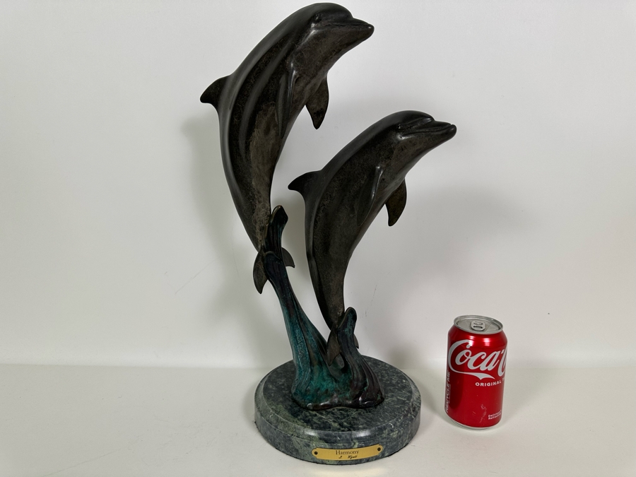 J. Wyatt Limited Edition Dolphin Bronze Titled 'Harmony' With Marble Base Dated 1999 Numbered 523 Of 950 18.5H [Photo 3]