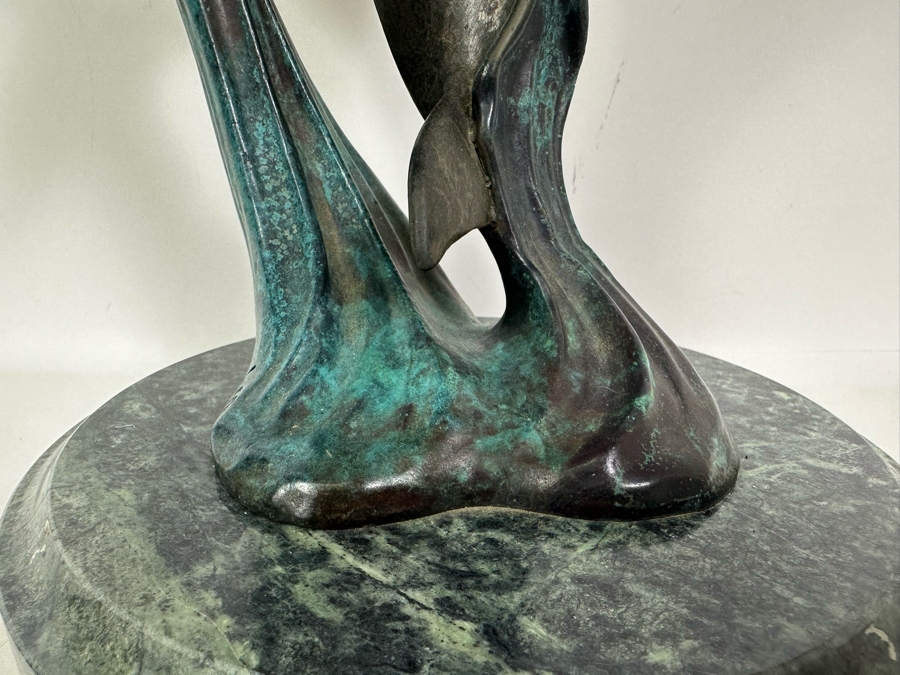 J. Wyatt Limited Edition Dolphin Bronze Titled 'Harmony' With Marble Base Dated 1999 Numbered 523 Of 950 18.5H [Photo 6]