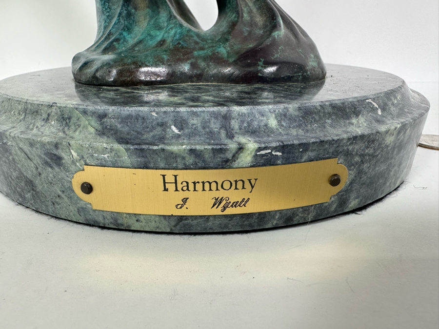 J. Wyatt Limited Edition Dolphin Bronze Titled 'Harmony' With Marble Base Dated 1999 Numbered 523 Of 950 18.5H [Photo 5]
