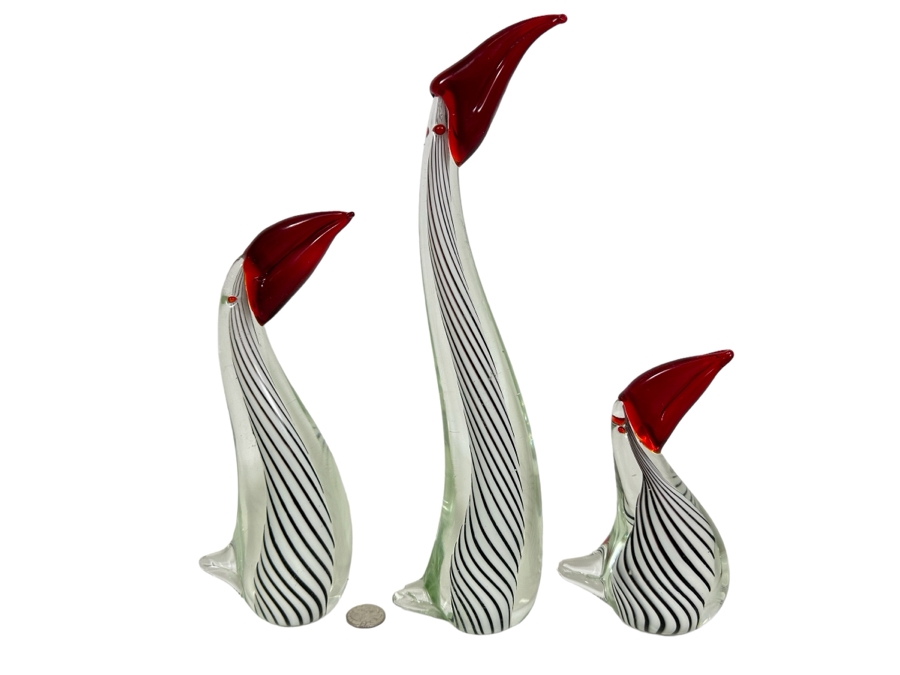 Set Of Three Glass Birds 7H - 13H