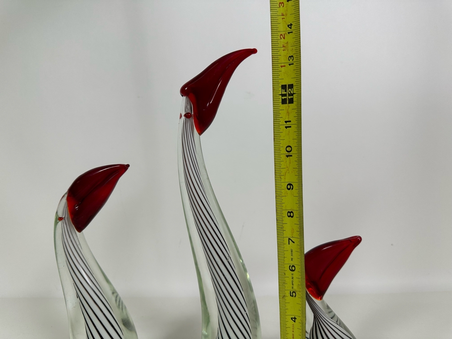 Set Of Three Glass Birds 7H - 13H [Photo 6]