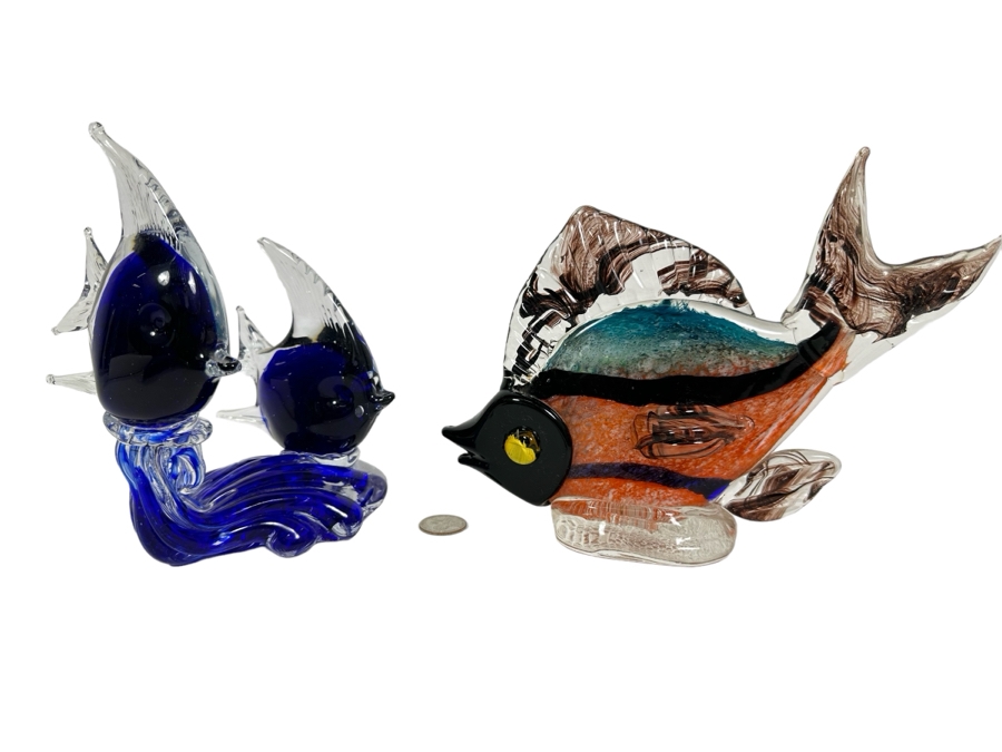 Pair Of Decorative Glass Fish Figurines 7H [Photo 1]