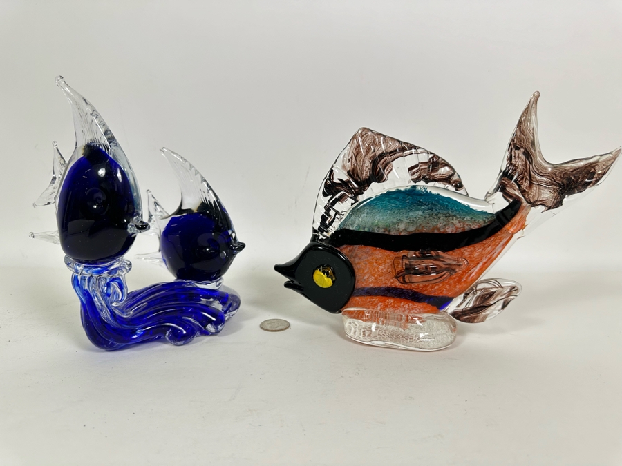 Pair Of Decorative Glass Fish Figurines 7H [Photo 2]