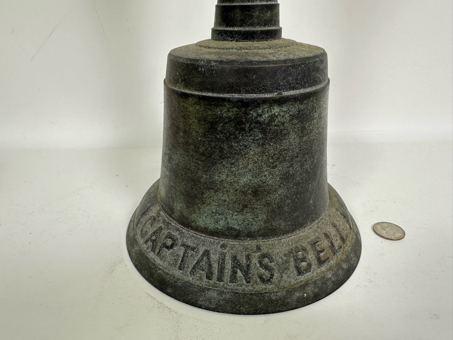 Large Decorative Captain's Bell With Wooden Handle Working Made In India 15.5H [Photo 3]