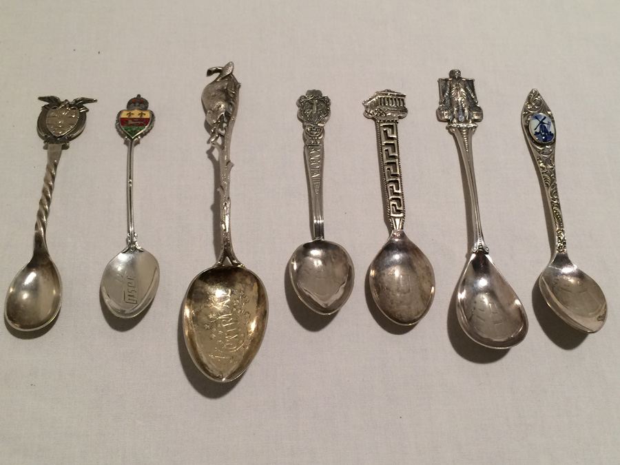 Lot of 7 Silver Vintage Souvenir Spoons [Photo 1]