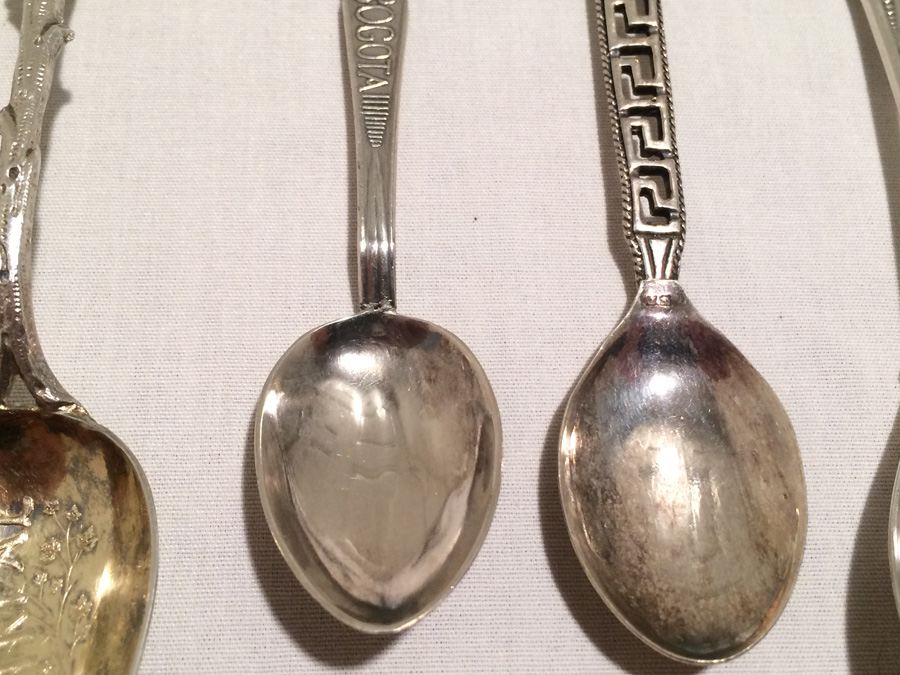 Lot Of 7 Silver Vintage Souvenir Spoons