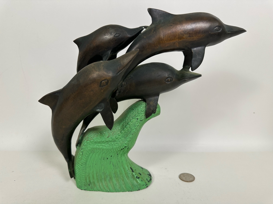 Decorative Metal Dolphin Sculpture 10H [Photo 3]