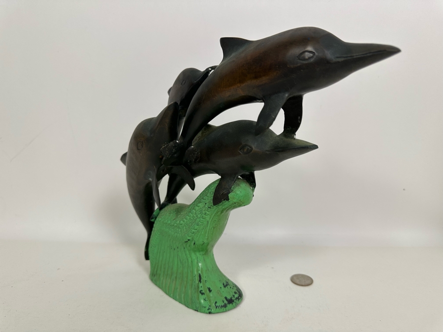 Decorative Metal Dolphin Sculpture 10H [Photo 4]