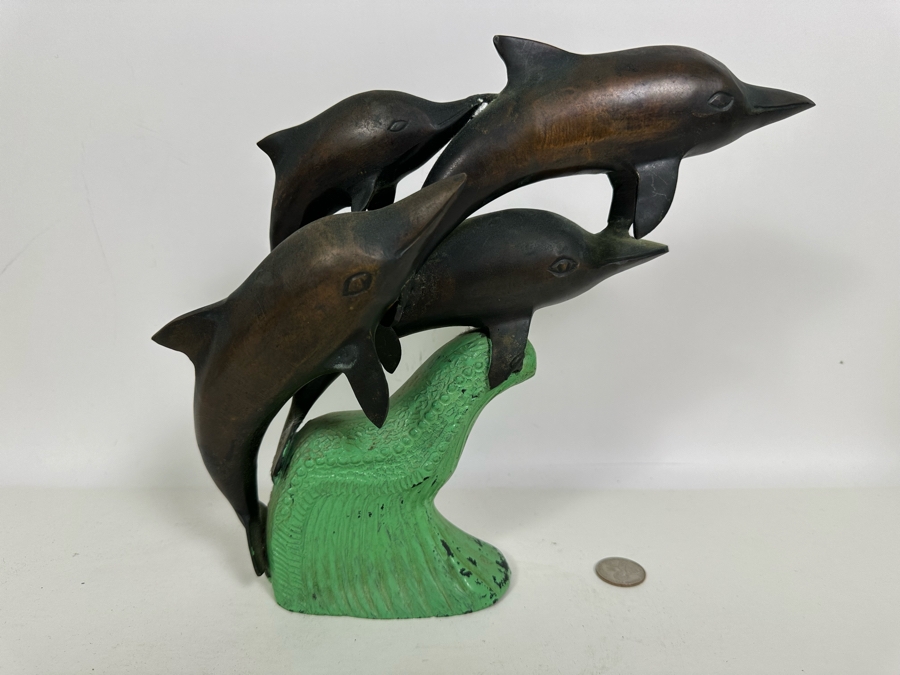 Decorative Metal Dolphin Sculpture 10H [Photo 2]