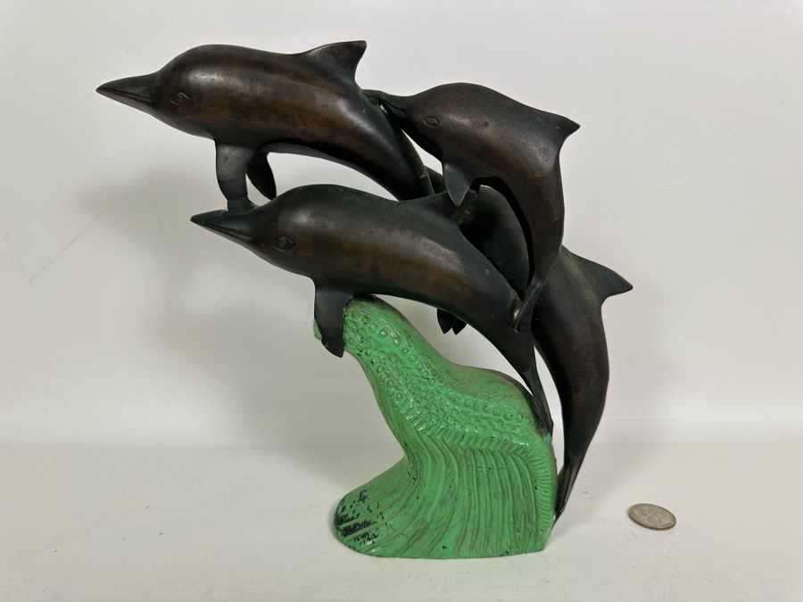 Decorative Metal Dolphin Sculpture 10H [Photo 5]