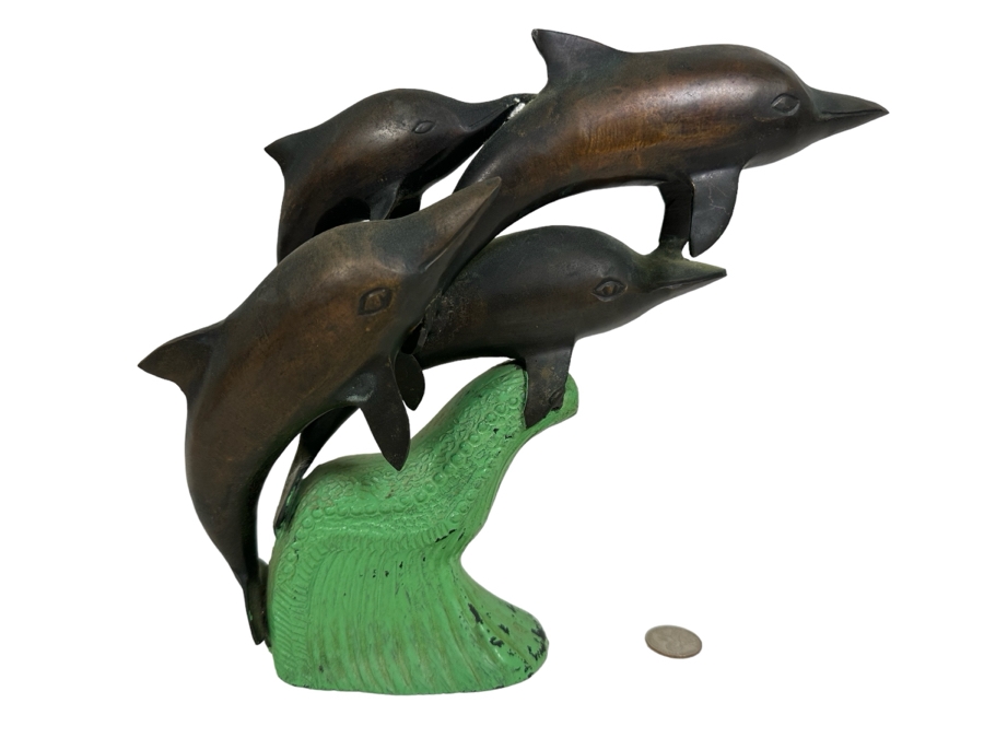 Decorative Metal Dolphin Sculpture 10H [Photo 1]