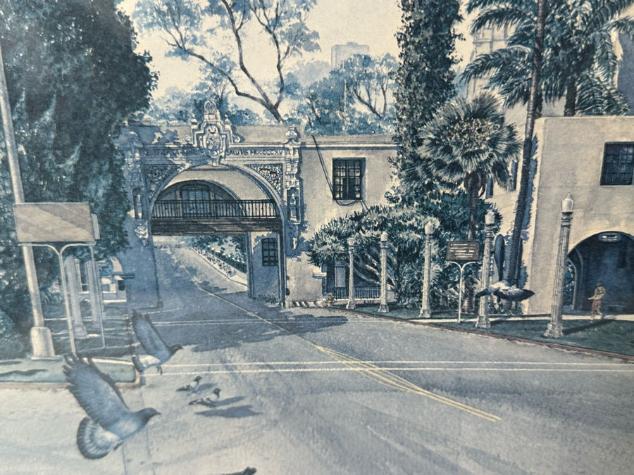 Hand Signed John Yato Print Titled 'California Tower At Balboa Park, San Diego' Dated 1983 18 X 24 Framed 24 X 30 [Photo 4]